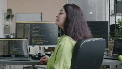 Portrait of Female System Administrator Coding at Workplace Stock Footage 276202256