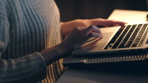 Portrait of a female working at the computer at night Stock-Footage 105227349