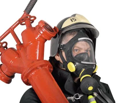 Portrait of a firefighter Stock Photos