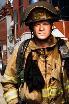 Portrait of a firefighter Stock Photos