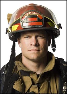 Portrait of a firefighter Stock Photos