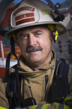 Portrait of a firefighter smiling Foto stock