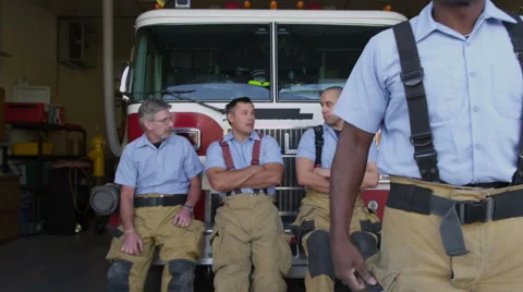 Portrait of firefighter at station Stock Footage 61676327