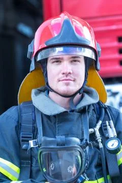 Portrait of a fireman Stock Photos