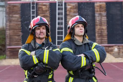 Portrait of a firemans Stock Photos