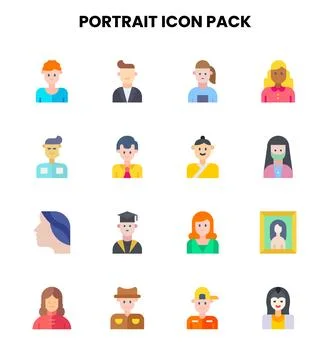 Portrait Flat UI Icons Pack イラスト素材