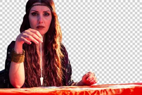 Portrait of fortune teller with pendulum Stock Photos