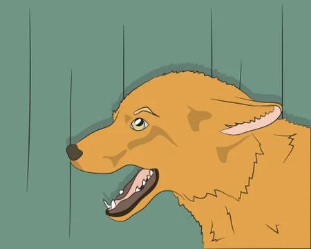 Portrait of fox, vector, on green background Illustrazione stock