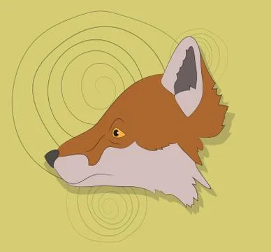 Portrait of fox, vector, on green background Stock Illustration
