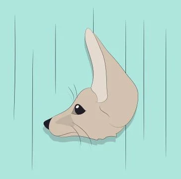 Portrait of fox, vector, on green background Illustrazione stock