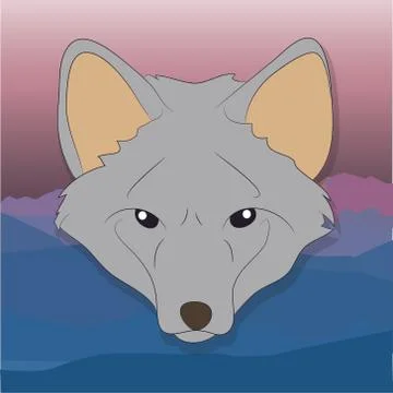 Portrait of fox, vector, on green background Illustrazione stock