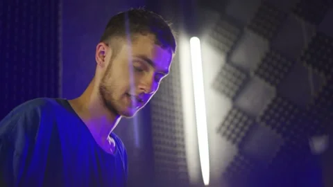 Portrait frame, guy playing drums Stock Footage 200227814