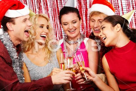 Portrait of friends celebrating someones birthday and cheering up Stock Photos