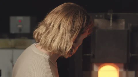 Portrait of Gaffer Posing for Camera beside Glass Making Oven Stock Footage 255548585