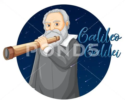 Portrait of Galileo Galilei in cartoon style ~ Clip Art #171310107