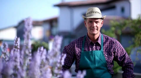 Portrait of a gardener Stock Footage 8653345