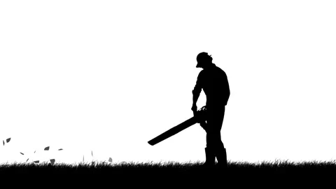 Portrait of gardener isolated on white background alpha channel. Silhouette of Stock Footage 257011137
