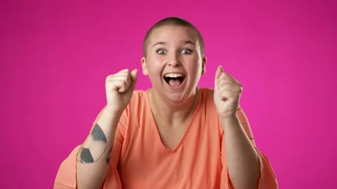 Portrait of gender fluid non binary young woman 20s years old posing isolated on Stock Footage 223698801