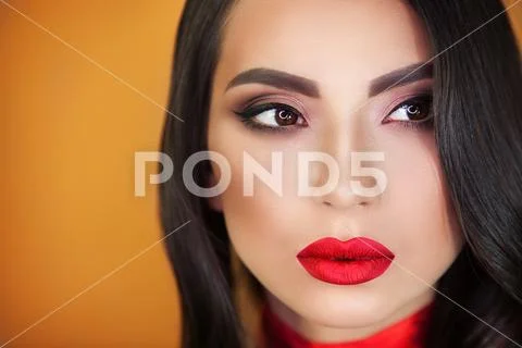 Portrait of girl beautiful girl professional make-up artist Stock Photos