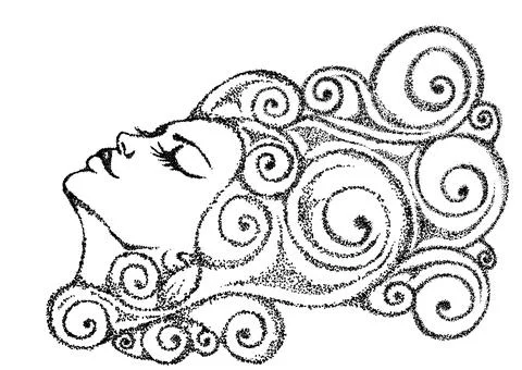 Portrait of a girl cloud Illustrazione stock