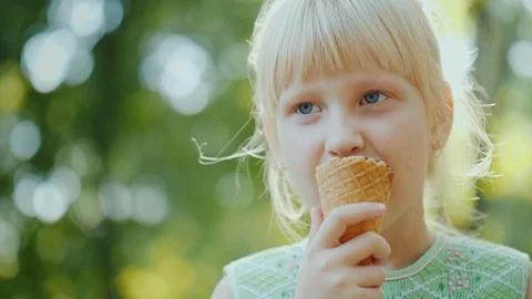 Bit Girl Ice Cream Stock Footage ~ Royalty Free Stock Videos | Pond5