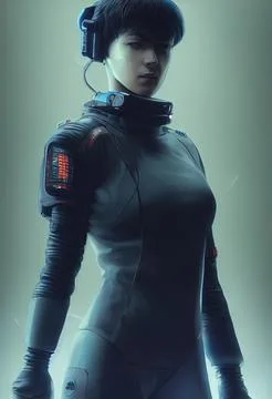 Portrait of a girl in a futuristic cyberpunk style in a cyber