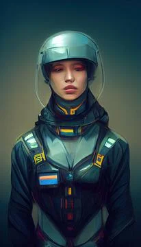 Portrait of a girl in a futuristic cyberpunk style in a cyber