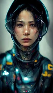 Portrait of a girl in a futuristic cyberpunk style in a cyber