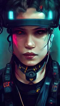 Portrait of a girl in a futuristic cyberpunk style in a cyber