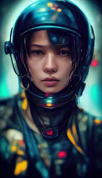 Portrait of a girl in a futuristic cyberpunk style in a cyber