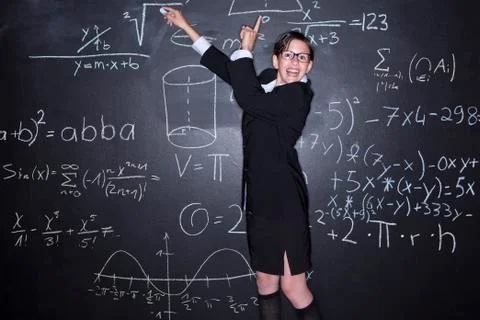 Portrait of girl solving problems, smiling Stock Photos