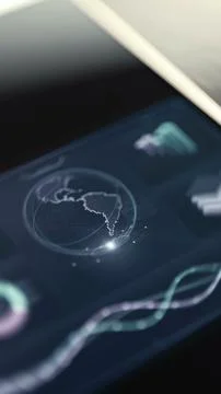 Portrait globe dashboard visualizes global connectivity Stock Photos