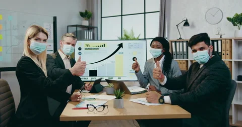 Portrait of good-looking confident responsible skilled mixed race businesspeople Video stock 160957742