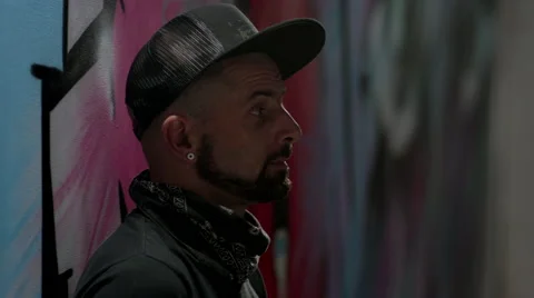 Portrait of graffiti artist. Stock Footage 63632947