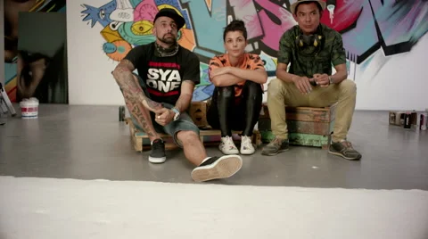 Portrait of graffiti artists at studio. Stock Footage 63632653