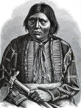 Portrait of Grey Eagle, an Apache chief. The Apache are a group of cultur... 스톡 사진