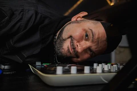 Portrait of a grimacing man Stock Photos