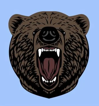 Portrait of a growling bear Stock Illustration