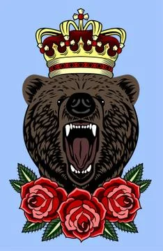 Portrait of a growling bear 스톡 일러스트