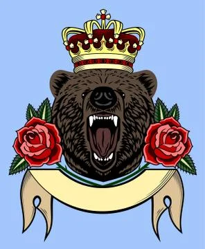 Portrait of a growling bear Stock Illustration