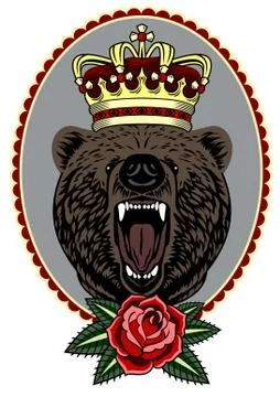 Portrait of a growling bear Stock Illustration