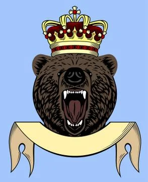 Portrait of a growling bear Stock Illustration