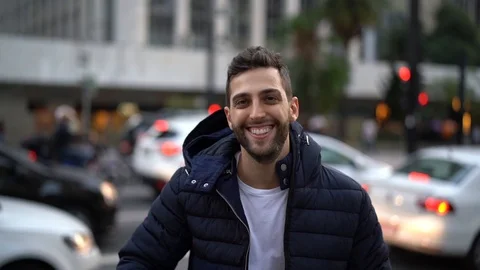 Portrait of a Guy at city Stock Footage 89729023