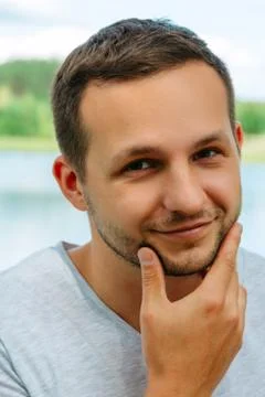 Portrait of a guy outside 스톡 사진