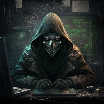 Portrait hacker with anonymous mask Stock-Illustration