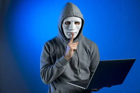 Portrait hacker with mask Stock Photos