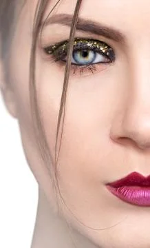 Portrait of half face model with make-up Stock Photos