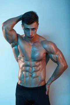 Portrait of handsome body builder Stock Photos