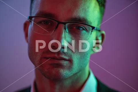 The portrait of the handsome businessman in glasses Stock Photos