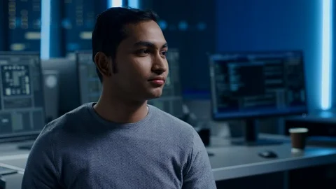 Portrait of Handsome Indian Software Developer Posing Calmly. Stock Footage 103520860